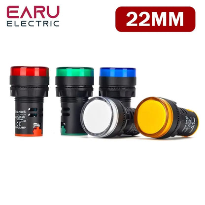 16MM 22MM LED Power Electronic Indicator Pilot Signal Light Lamp AC DC 12V 24V 110V 220V 380V Red Green Yellow Blue White Panel
