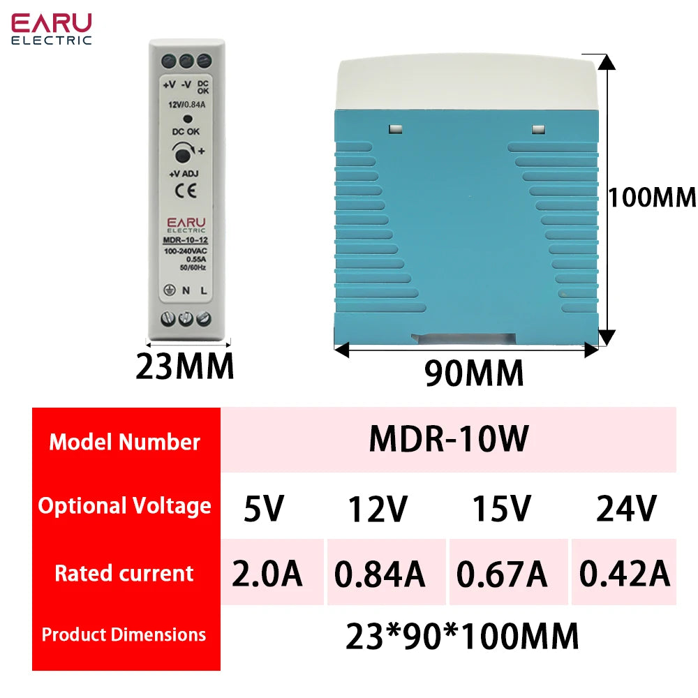 MDR-10W 20W 40W 60W 100W AC100-240V Input Mini Din Rail Switch Power Supply Voltage Transformer DC 5V 12V 15V 24V 36V 48V Output