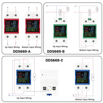Din Rail AC Monitor 110V 220V Voltage Current Power Factor Active kWh Reset Zero Electric Energy Frequency Meter Voltmeter AMP