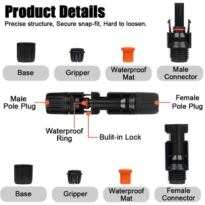 5/10/20/30/50 Pairs DC Solar Connector 1000V 30A Panel Stecker IP67 Waterproof Connector Kit for Sola PV Cable with 2Pcs Spanner