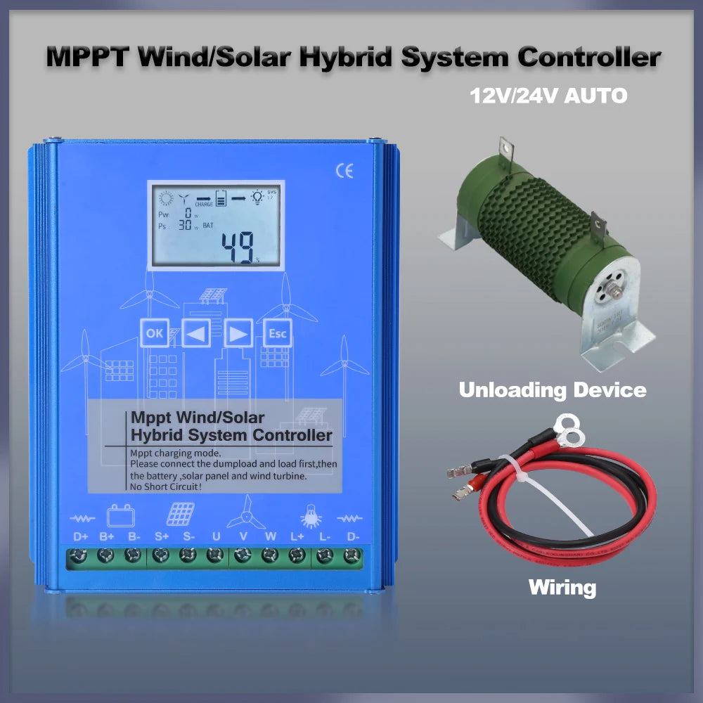 8000W MPPT Wind Solar Hybrid Controller Boost Charger 12V 24V 48V Free Dump Load Support Lithium Lifepo4 Lead Acid GEL Battery