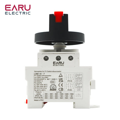 LONQ-40 Solar DC 4P 32A 1500V PV Switch-Disconnector Rotating Handle Isolator Rotary Switch For Solar Distribution Box Din Rail
