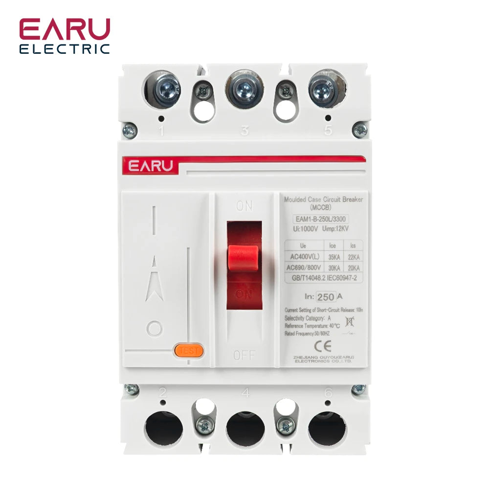3P 4P AC 400V 100A-250A MCCB Solar Moulded Case Circuit Breaker Overload Protection Switch Protector for Solar PV Photovoltaic
