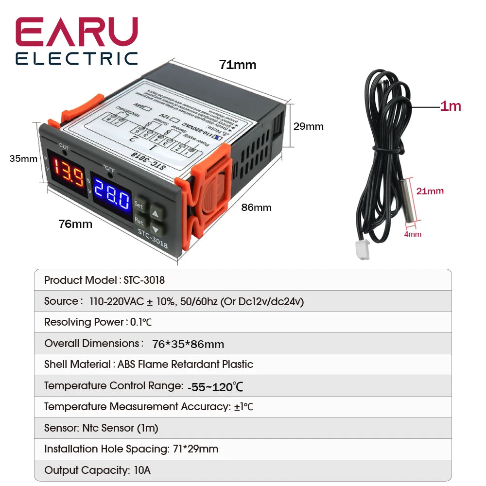 STC-1000 STC-3008 STC-3018 STC-3028 LED Digital Temperature Controller Thermostat Thermoregulator Incubator 12V 24V 110V 220V