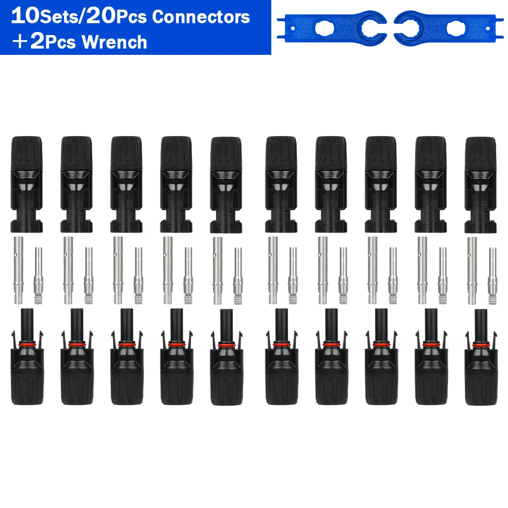 5/10/20/30/50 Pairs DC Solar Connector 1000V 30A Panel Stecker IP67 Waterproof Connector Kit for Sola PV Cable with 2Pcs Spanner