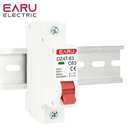 1P AC 230/400V MCB DZ47 Type C Circuit Breaker Overload Protection Short Circuit Protection Small Household Main Switch Din Rail