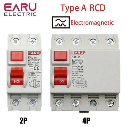 2P 4P 10/30/100/300mA Type A RCCB RCD ELCB Electromagnetic Residual Current Circuit Breaker Differential Breaker Safety Switch