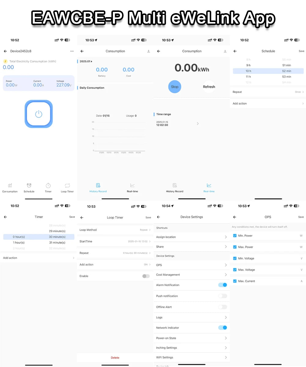 Tuya eWeLink MCB WiFi Smart Circuit Breaker 1P+N 63A Time Relay Switch Energy Meter kWh Voltage Current Protector Remote Control