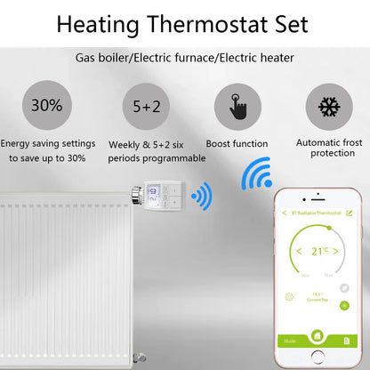 Tuya Smart Bluetooth Radiator Actuator TRV Programmable Thermostat Radiator Valve Remote Temperature Controller Support Alexa