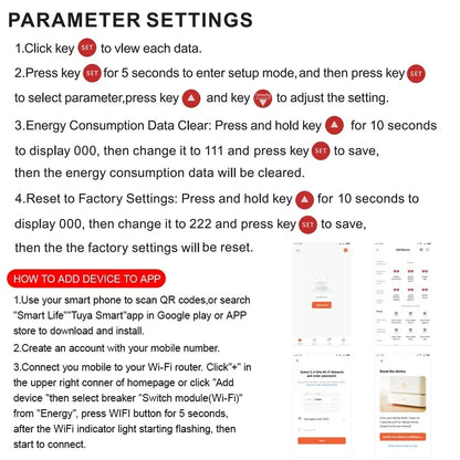 Tuya WiFi Smart Bidirectional Energy Meter Power kWh Meter Earth Leakage Over Under Voltage Protector Timer Relay Switch Breaker