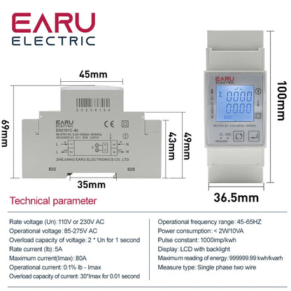 Tuya Wifi Zigbee 110V 220V 80A Smart Single Phase Two-way Bidirectional Energy Meter Timer Power Consumption Monitor KWh Meter