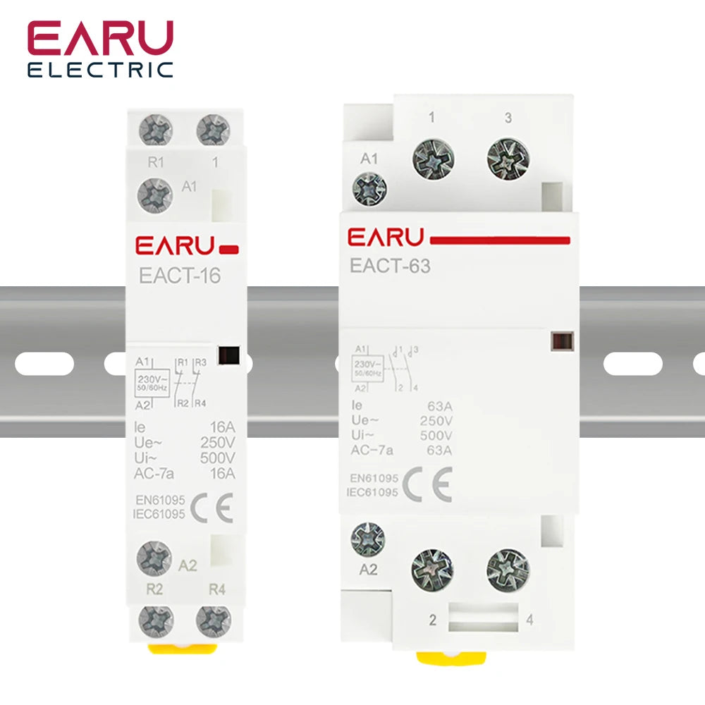 2P AC 110V 220V 50/60Hz 16A 20A 25A 32A 50A 40A 63A Din Rail Household Modular Contactor Switch Controller DIY Smart Home Hotel