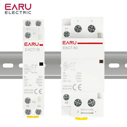 2P AC 110V 220V 50/60Hz 16A 20A 25A 32A 50A 40A 63A Din Rail Household Modular Contactor Switch Controller DIY Smart Home Hotel