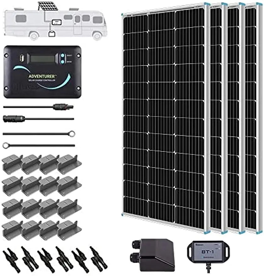 400W 12V Solar Kit with 30A PWM Charge Controller+ Mounting Brackets+S ...