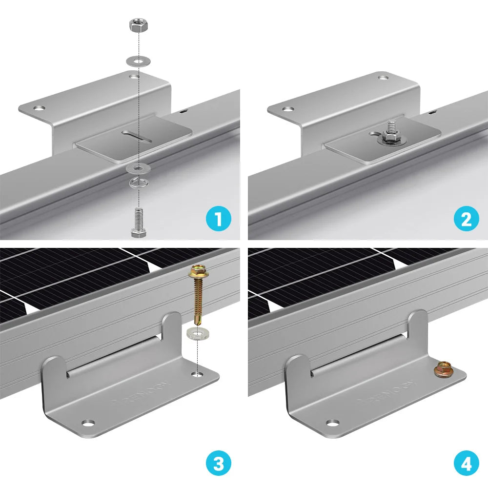 2 Sets of Solar Panel Mounts Z Brackets One Set for Mounting Solar Panel