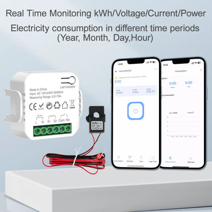 eWeLink Smart WiFi Power Energy Meter with CT Clamp AC 110V 220V Timer Relay Switch kWh Voltage Current Protector Remote Control