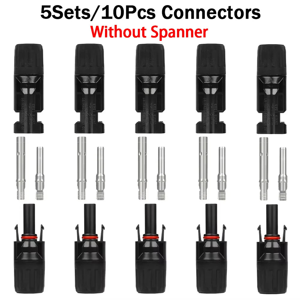 5 Pairs Connectors DC 1000V 30A Panel Branch PV Photovoltaic Wire/Board Terminal Box Inverter IP67 Waterproof and Spanner