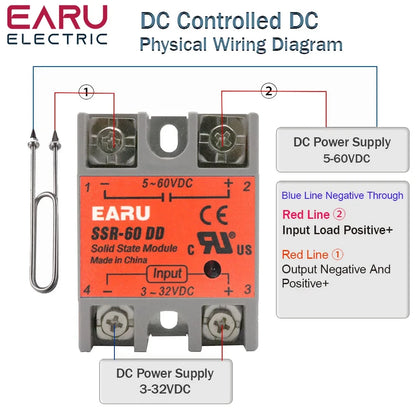 SSR-25DD SSR-40DD SSR 10A 60A  80A 100A Single Phase Solid State Relay Module DC 3-32V Input DC 5-60V Output Voltage Transformer