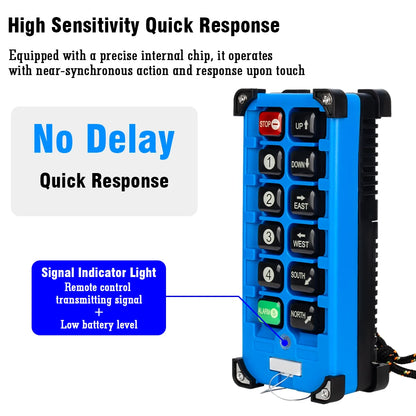 2 Transmitters + 1 Receiver F21-E2B-8 F21Industrial Remote Controller Switches 6 Channels Buttons Keys Direction for Hoist Crane