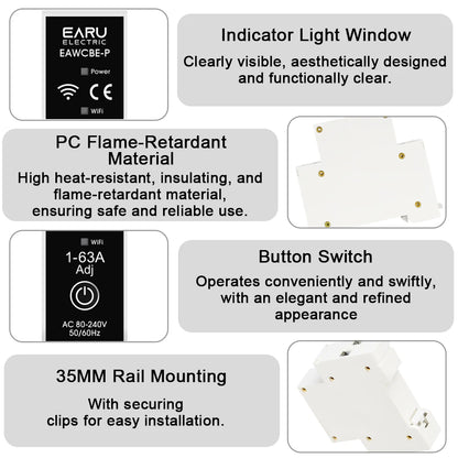 eWeLink MCB WiFi Smart Circuit Breaker 1P+N 63A Timer Relay Switch Energy Metering kWh Voltage Current Protector Remote Control