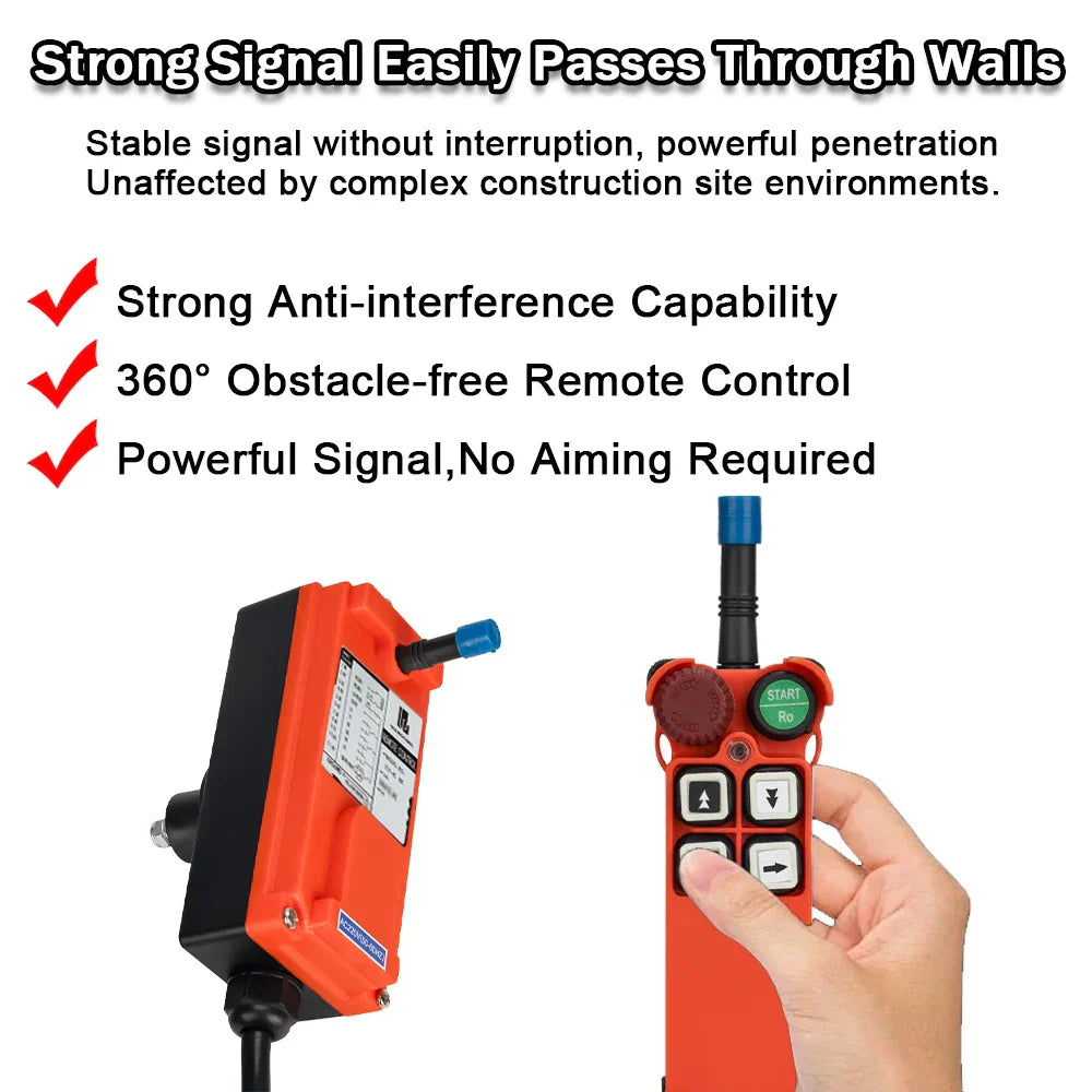 12V 24V 110V 220V 380V Channel Industrial Wireless Radio Remote Controller Switch Crane Hoist 1 Receiver+ 1 Transmitter F21-4S