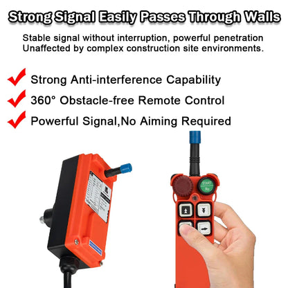 12V 24V 110V 220V 380V Channel Industrial Wireless Radio Remote Controller Switch Crane Hoist 1 Receiver+ 1 Transmitter F21-4S