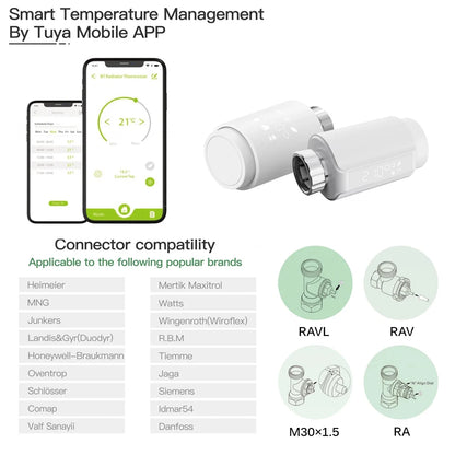 Tuya Smart Bluetooth Radiator Actuator TRV Programmable Thermostat Radiator Valve Remote Temperature Controller Support Alexa