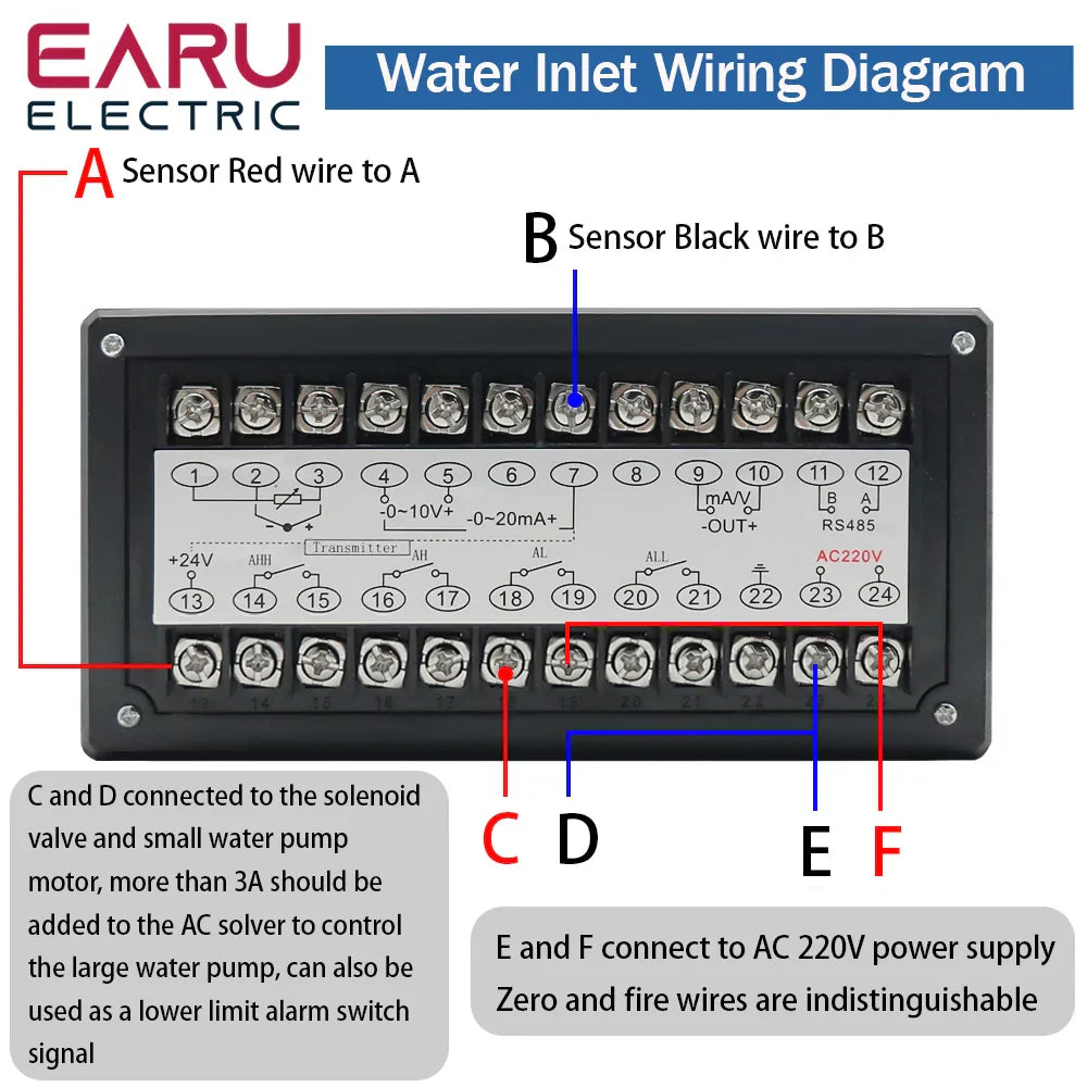 4-20mA Waterproof Integral Level Transmitter Controller Input Liquid Oil Water Level Sensor Controller Float Switch Mount Box