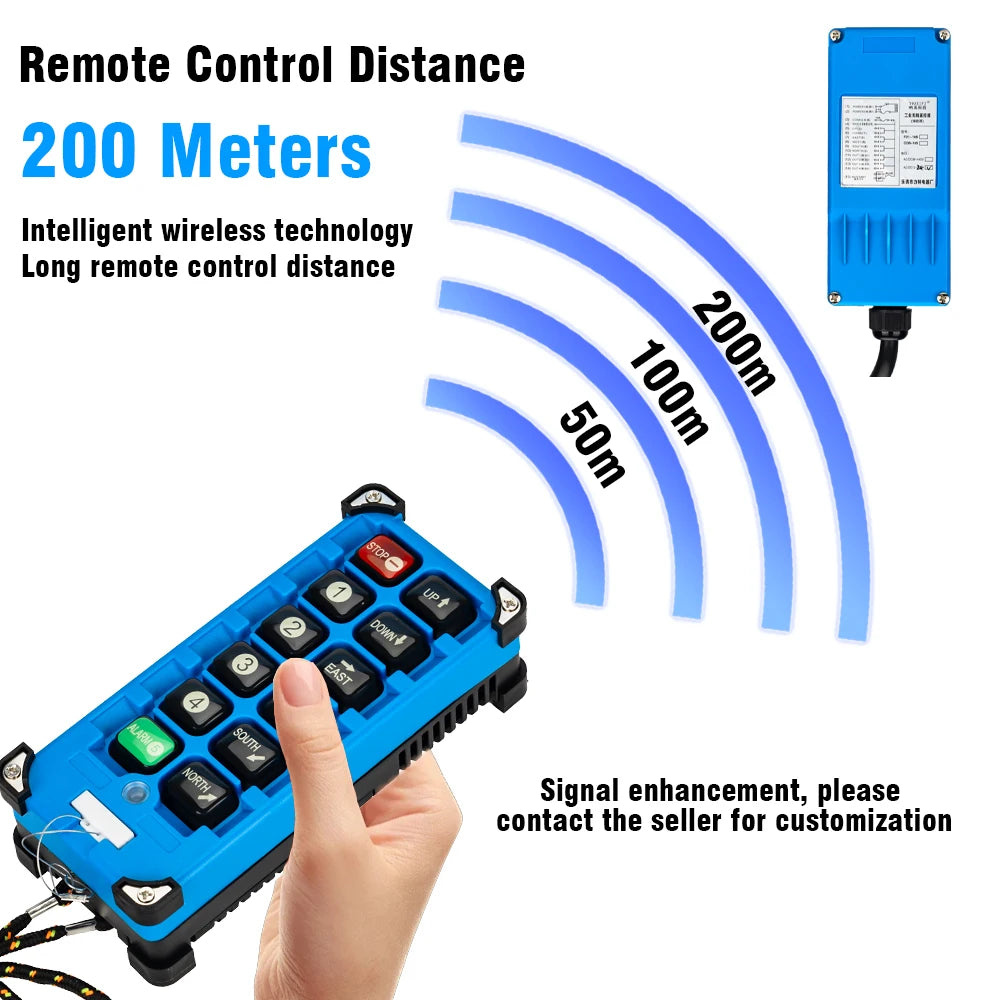 2 Transmitters + 1 Receiver F21-E2B-8 F21Industrial Remote Controller Switches 6 Channels Buttons Keys Direction for Hoist Crane