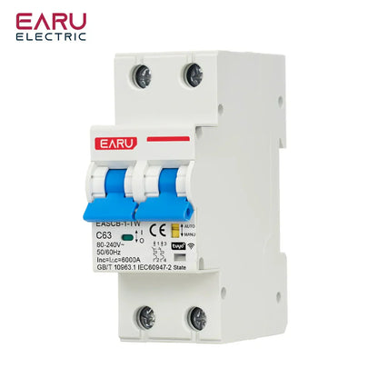 2P Tuya WiFi Smart Circuit Breaker MCB Timer Relay Switch Remote Control AC 63A 16A Power-off Memory Alexa Google Home Assistant