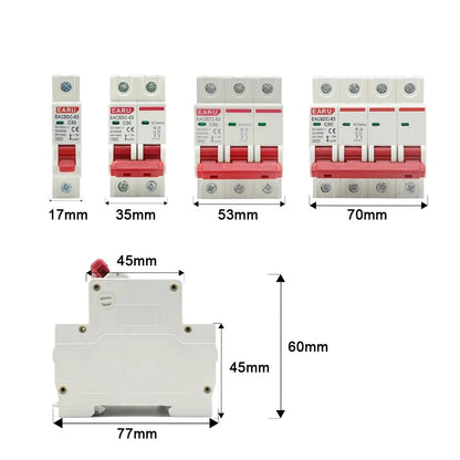 DC 1000V 1P 2P 3P 4PSolar Mini Circuit Breaker Overload Protection Switch 6A 10A 16A 20A 25A 32A 40A 50A 63A Photovoltaic MCB PV