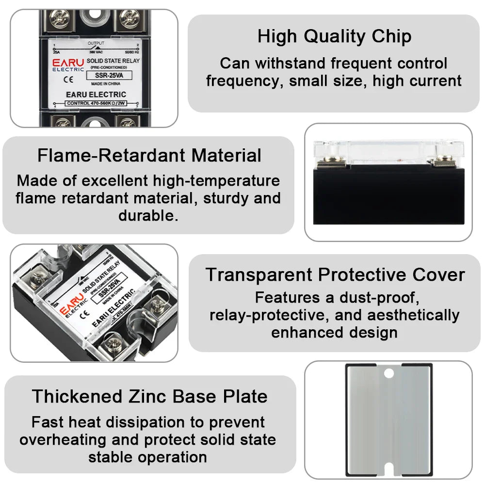SSR-10VA 25VA 40VA Solid State Relay Voltage Regulator SSR 10-150A  AC 380V Output Potentiometer for PID Temperature Controller