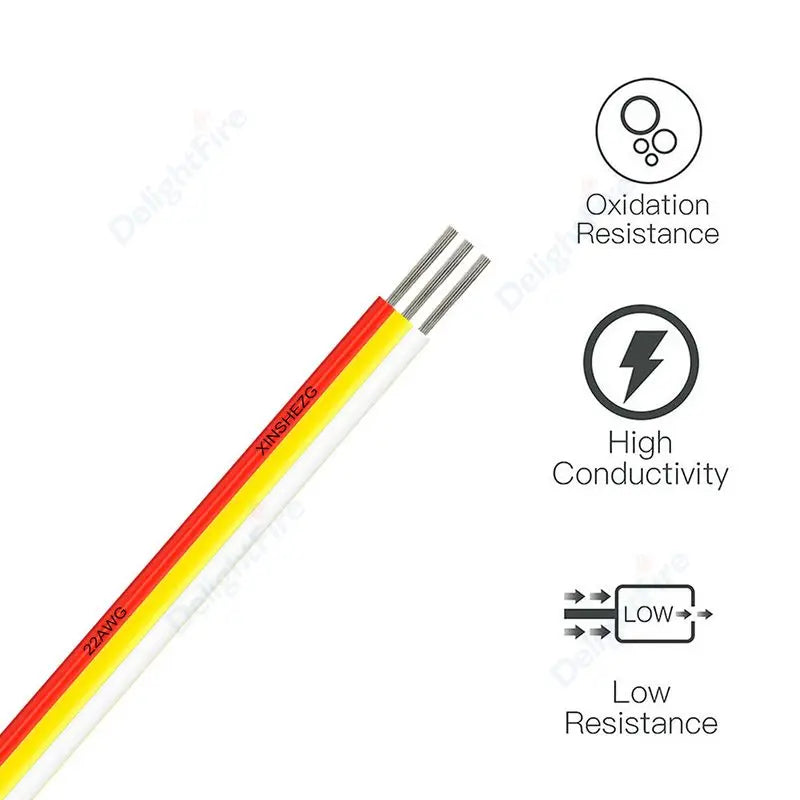 3Pin 12V Electrical Wires 18 20 22 AWG PVC Flexible Cable for WS2811 WS2812B LED Strip Lights by 54 Energy - Renewable Energy Store