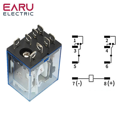 1Pcs LY2NJ HH62P Small Electromagnetic Relay 10A 8PIN Coil Power Relay DC12V DC24V AC110V AC220V With Socket Base DIN Rail