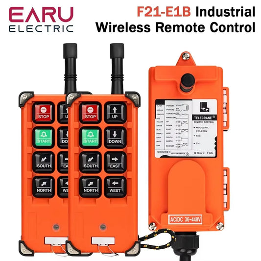 F21-E1B 2 Transmitter + 1 Receiver 220V 380V 110V 12V 24V Industrial Remote Controller Switches Hoist Crane Control Lift Crane