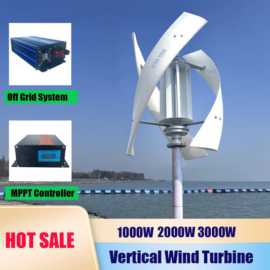 Low RPM Vertical Axis Maglev Wind Turbine Generator 1000w 2000w 3000w 12v 24v 48v 3 Blades Free Energy for Homeuse Windmills - 54 Energy - Renewable Energy Store