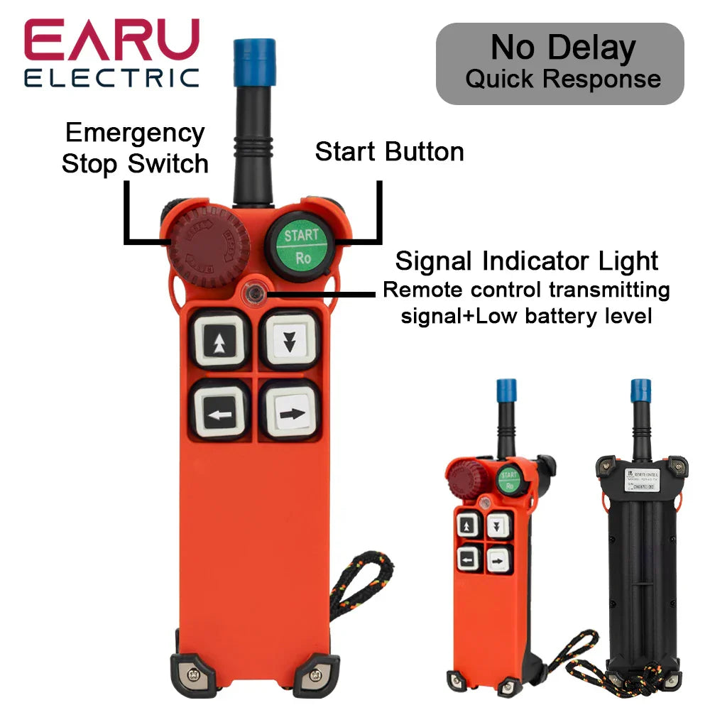 12V 24V 110V 220V 380V Channel Industrial Wireless Radio Remote Controller Switch Crane Hoist 1 Receiver+ 1 Transmitter F21-4S