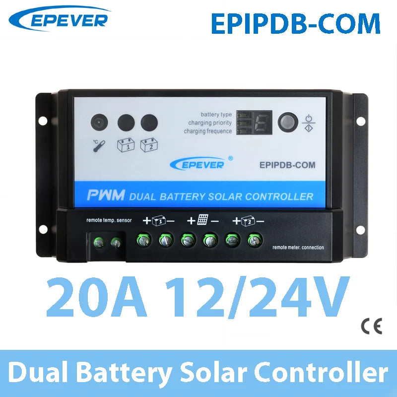 20A 12V/24V work Dual Battery Charger Solar controller EPIP-COM PWM EPEVER Free Shipping to UK MT-1 options EPsolar - 54 Energy - Renewable Energy Store