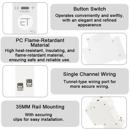 eWeLink WiFi Smart Circuit Breaker 1P+N 63A MCB Timer Relay Switch Energy Metering kWh Voltage Current Protector Remote Control