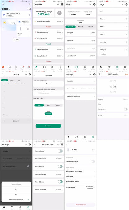 Tuya Smart WiFi Three Phase 80A AC90-480V Bi-Directional Measurement Power Energy kWh Meter Monitor 3Pcs CT Clamps Switch Relay