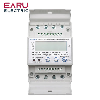 New 4P 3 Phase 4 Wires Two-way Bilateral Energy Meter  Electricity Usage Meter Din Rail AC 3*230/400V LCD Multifunction Display