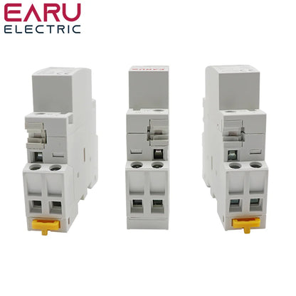 Din Rail Mounted Household Modular AC Contactor 2P 16A 20A 25A 2NO 2NC 1NO 1NC AC220V AC230V 50/60Hz For Smart Home House Hotel