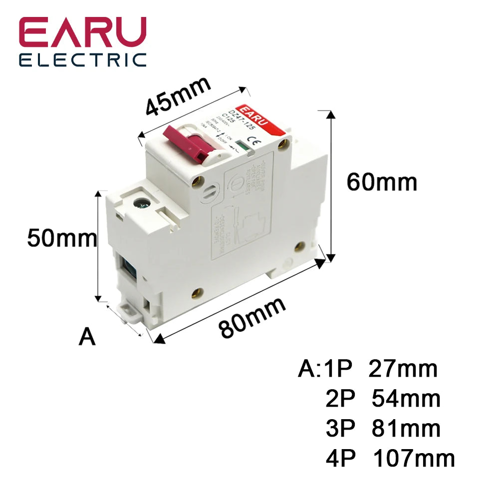 Mini Circuit Breaker MCB Short Overload Circuit Protector 35mm Din Rail Mount Breaking Capacity 6KA