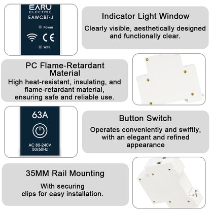 Tuya MCB WiFi Smart Circuit Breaker 1P+N 6-63A Time Relay Energy kWh Voltage Current Meter Protector Voice Remote Control Switch