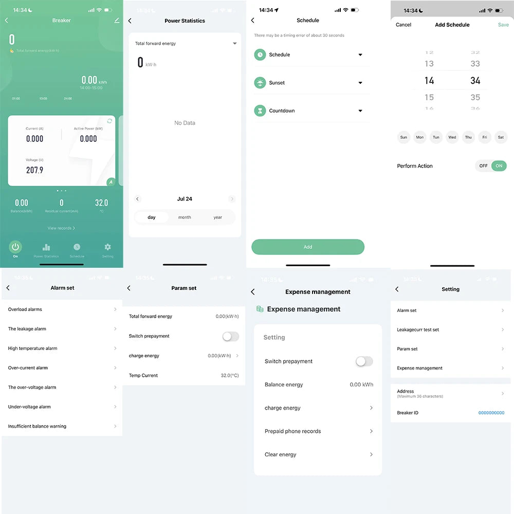 Tuya WiFi Smart RS485 Metering Leakage Circuit Breaker MCB RCBO AC230V Remote Control Circuit Breaker With Leakage Protection