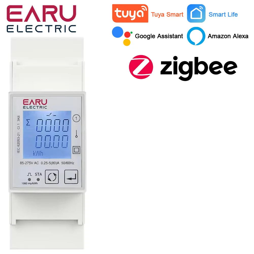 Tuya WiFi ZigBee Smart Energy Meter AC 110V 220V 80A Bidirectional measurement Single Phase Power Consumption Monitor kWh Meter