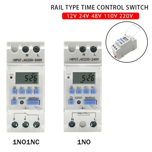 Electronic Weekly 7 Days Programmable Digital TIME Relay Timer Switch Control AC 220V 230V 12V 24V 48V 16A Din Rail Mount THC15A