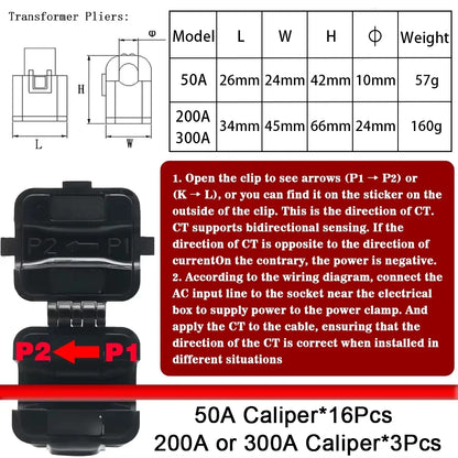 Tuya Smart WiFi Multi-Circuit 19 Channels Bi-Directional Power Energy kWh Meter Monitor AC90-480V 200A 300A with 19PCS CT Clamps