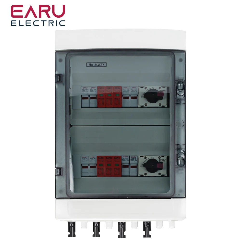 DC 1000V 4 Input 2 Output Solar Photovoltaic PV Combiner Box With Surge Lightning Protection DC Fuse MCB SPD Waterproof Box IP65