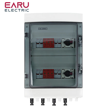 DC 1000V 4 Input 2 Output Solar Photovoltaic PV Combiner Box With Surge Lightning Protection DC Fuse MCB SPD Waterproof Box IP65
